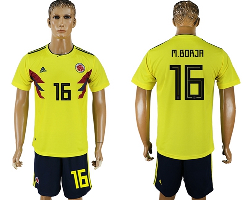 Colombia #16 M.Borja Home Soccer Country Jersey
